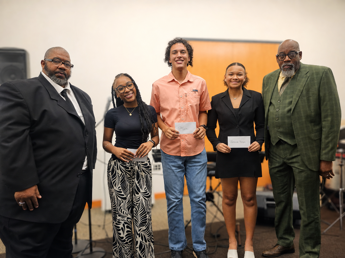 Scholarship honorees standing with branch leaders